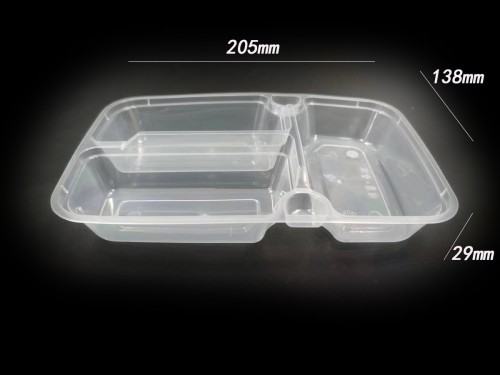 American-style rectangular PP meal box with two compartments