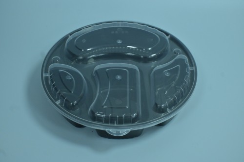 American-style round PP meal box with three compartments